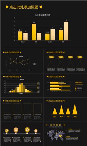 炫酷大气黄黑商务信息动态图表PPT模板