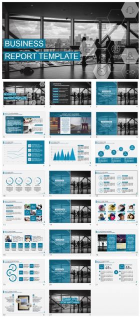 简约大气蓝色欧美风商务汇报Keynote动态模板