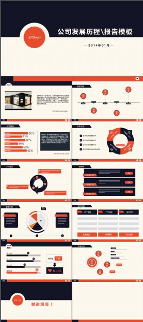 公司企业发展历程介绍报告动感大气PPT模板