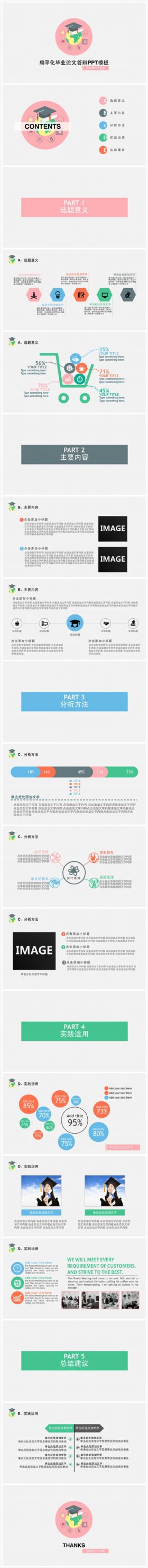 完整简约清新范毕业论文答辩Keynote动态扁平化模板