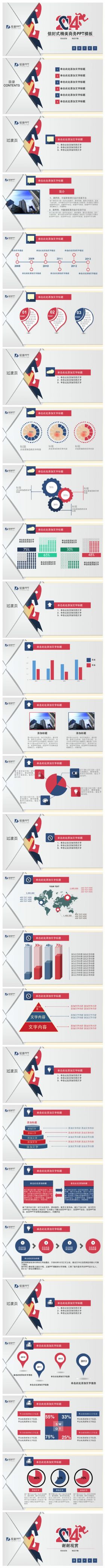 创意简约精美信封式商务工作汇报keynote模板