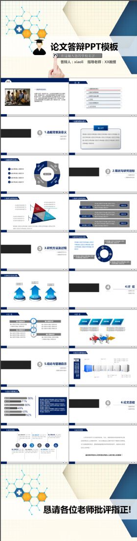 完整大气毕业大学生本科研究生学术论文毕业答辩PPT模板