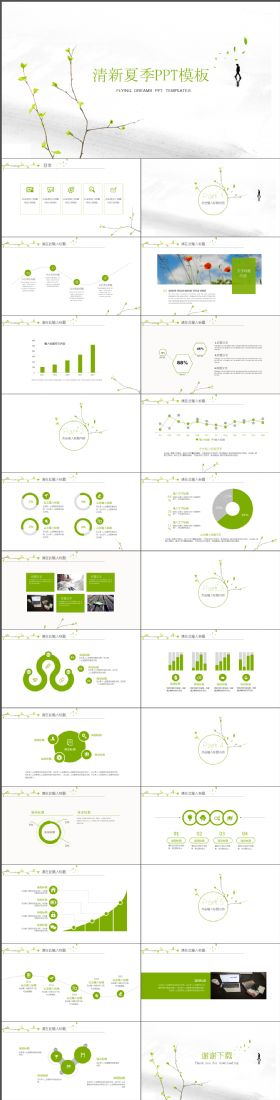 超简单清新夏季工作汇报总结实用完整PPT模板