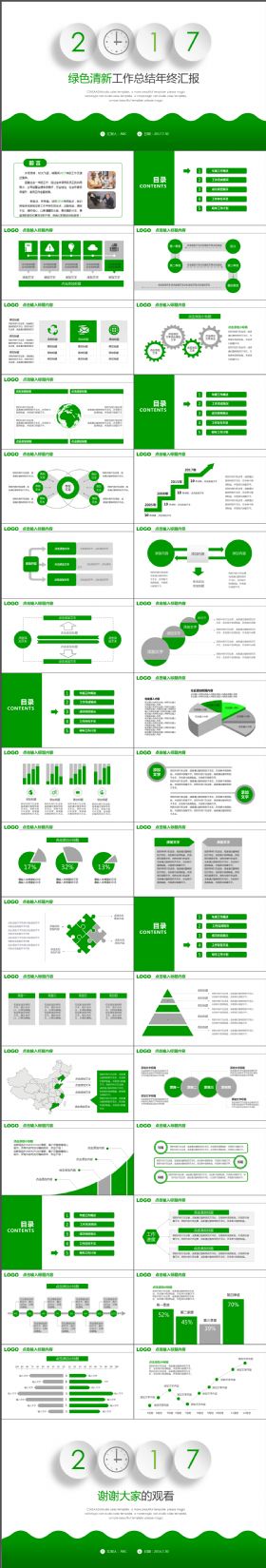 2018绿色清新工作总结年终汇报PPT模板