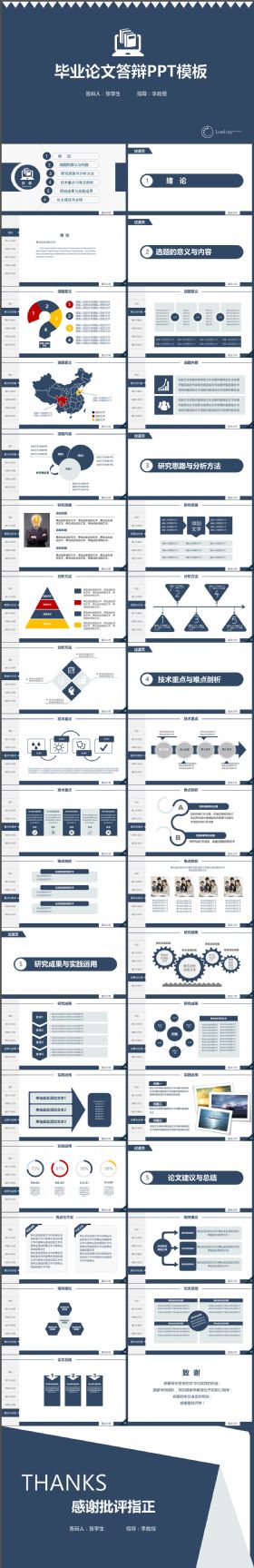 完整炫酷简洁大气毕业论文答辩PPT模板