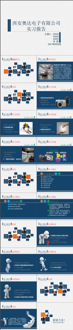 框架完整实习报告PPT模板