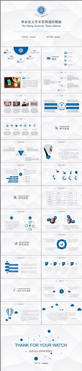 完整大气毕业论文学术答辩通用PPT模板