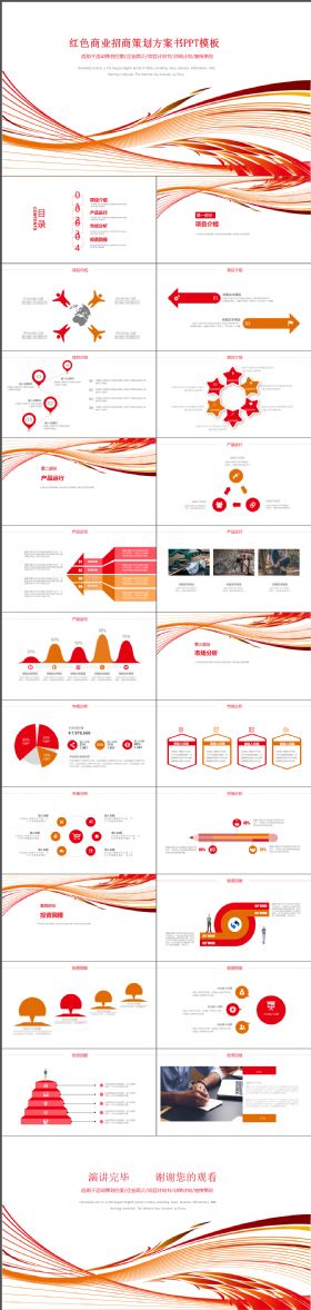 红色商业招商策划方案书商务通用PPT模板