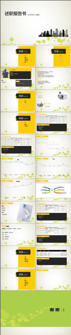 完整实用适用个人述职报告的极简PPT模板