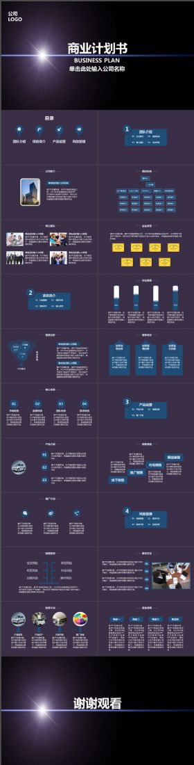 璀璨炫酷星空商业计划书PPT模板