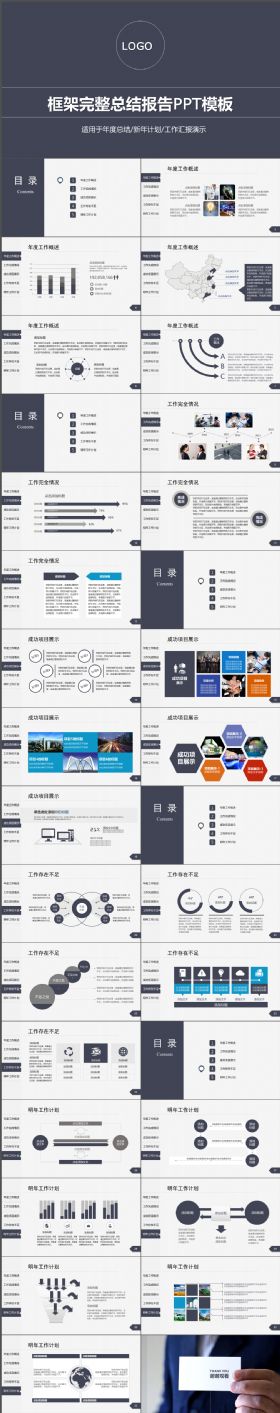 炫酷大气导航式框架完整工作总结报告PPT模板