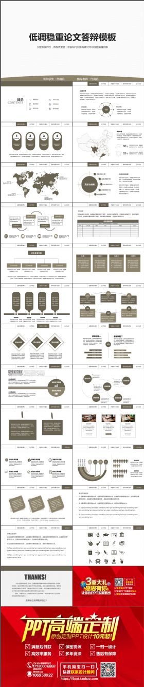 完整大气低调稳重论文答辩PPT模板
