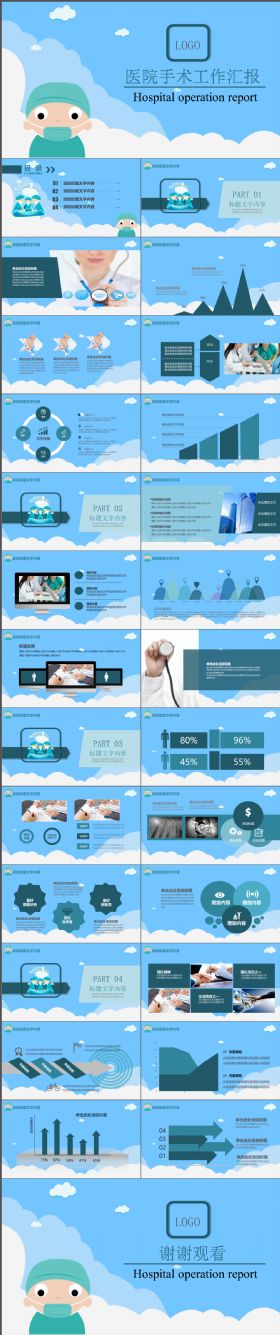 简约简洁医学医疗手术室工作汇报PPT模板