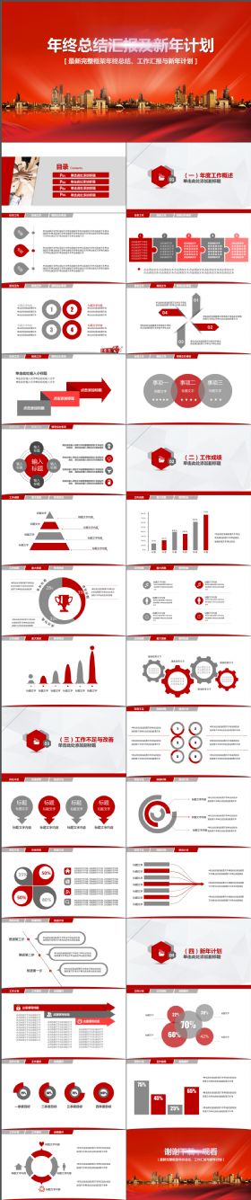 高端大气红色年终计划总结PPT模板