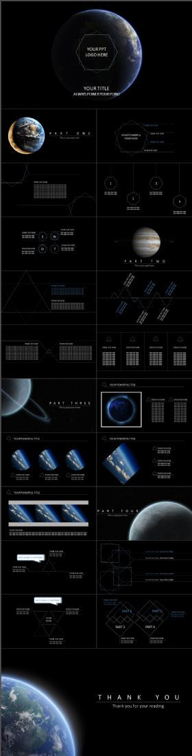 超震撼炫酷璀璨星空商务通用PPT模板