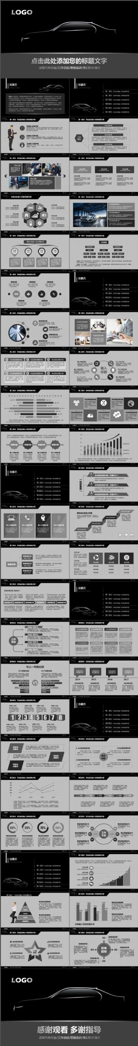 动感大气黑灰质感配色适用于汽车行业工作报告计划总结的PPT模板