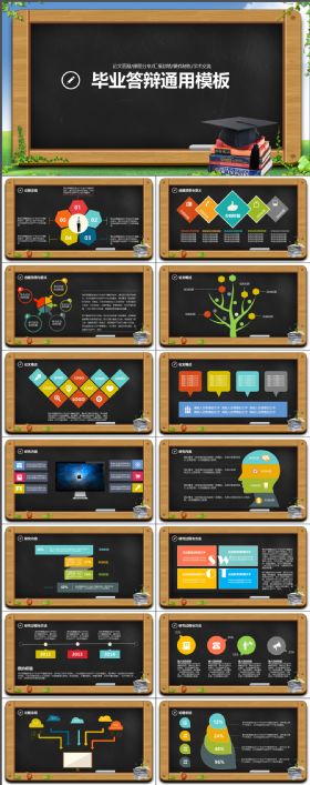 校园风黑板背景毕业论文答辩PPT模板