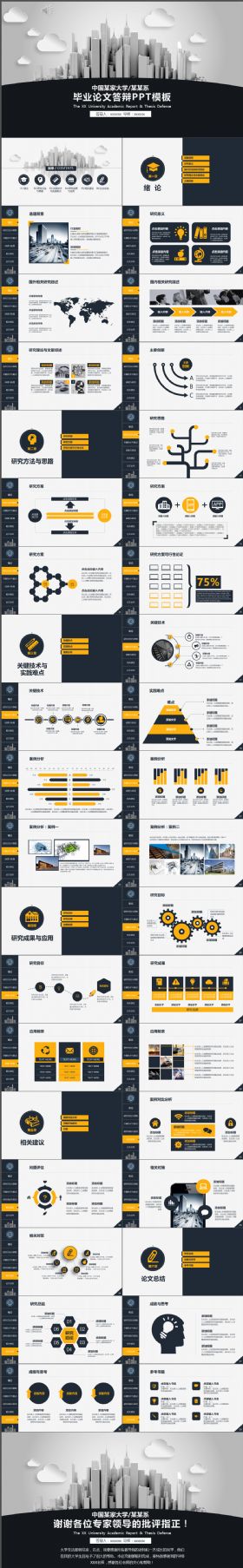稳重大气大学毕业论文答辩PPT模板