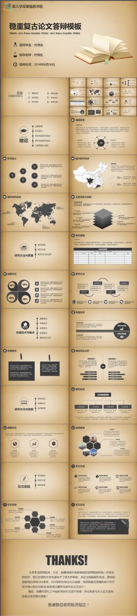 稳重复古大气毕业论文答辩PPT模板