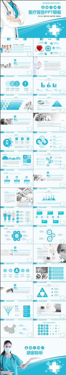 简约简洁医疗工作汇报总结专用PPT模板