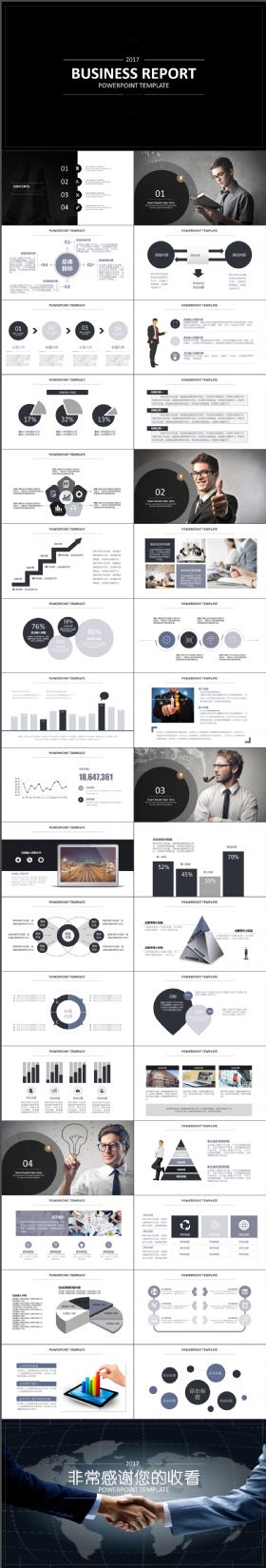 经典大气黑白高端工作汇报计划书总结演讲PPT模板
