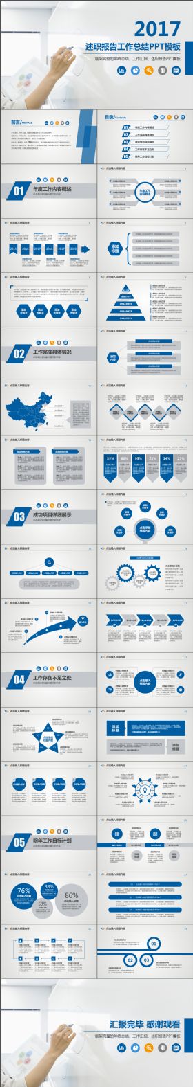 2018简约通用多功能述职报告工作总结PPT模板