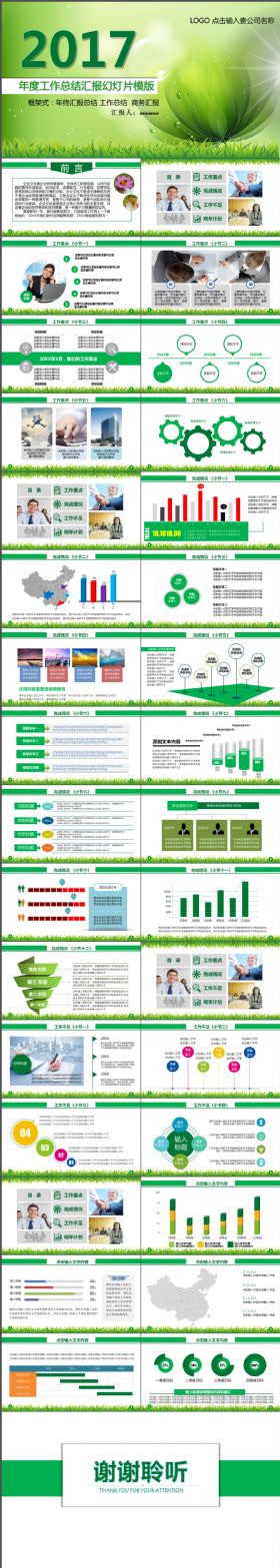 完整大气年度工作总结汇报PPT模版