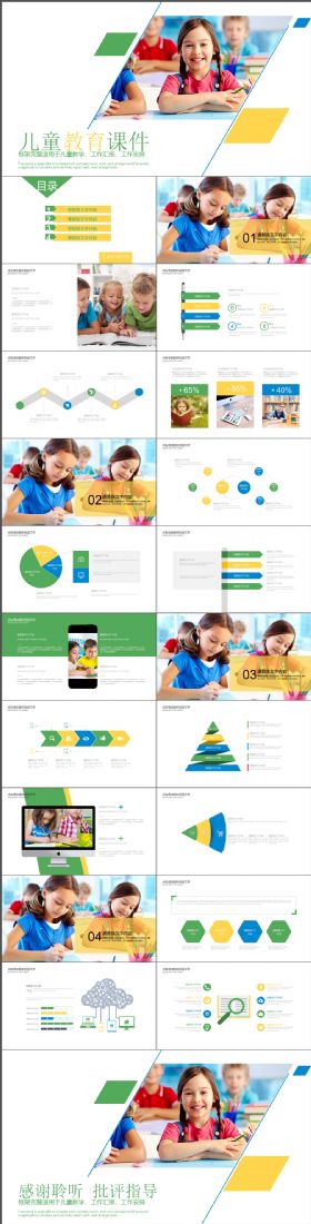 动感简约儿童教育实用学生教育培训课程演示PPT模板