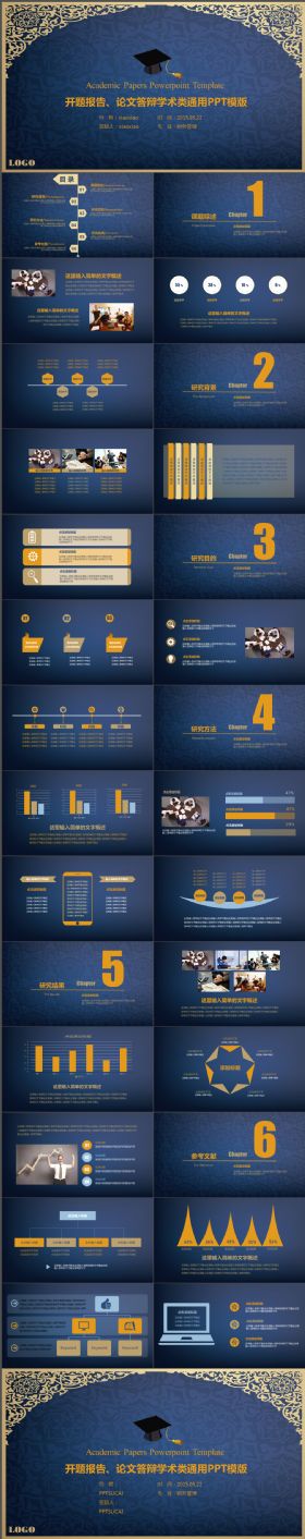 完整实用开题报告、论文答辩学术类通用PPT模版