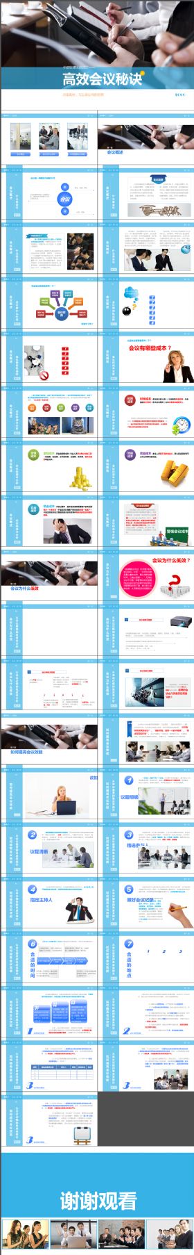 内容完整专业实用高效会议秘诀企业培训员工PPT模板