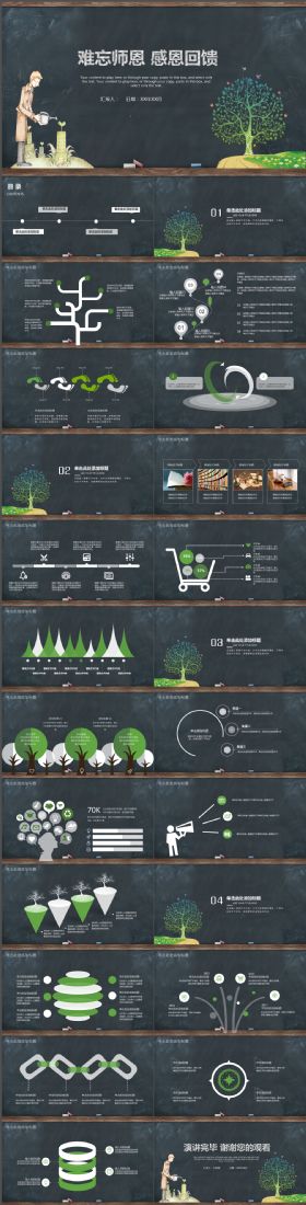 创意动感黑板粉笔感恩教师节述职报告动态PPT模板