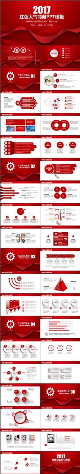 实用红色高端大气工作计划总结报告商务职场动态PPT模板