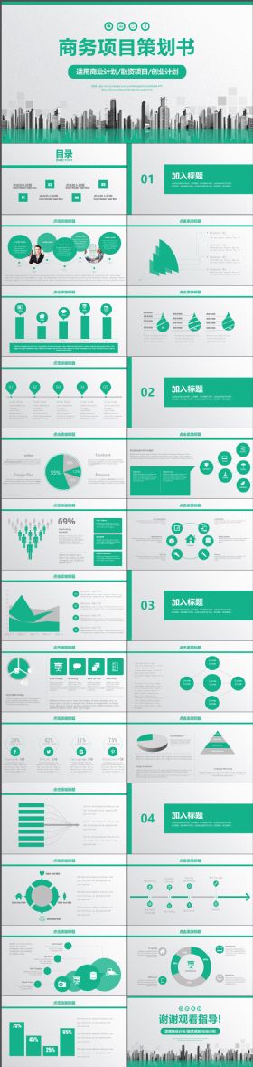 完整高端商业计划融资项目创业计划策划书PPT模板