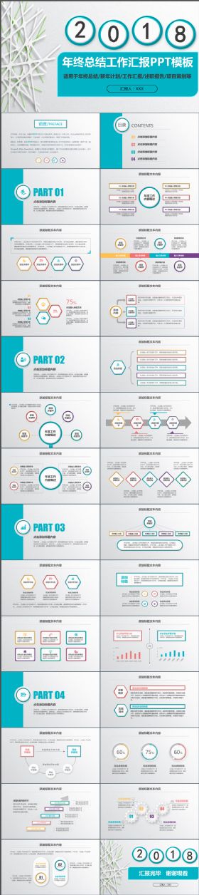 简约完整年终总结工作汇报PPT模板
