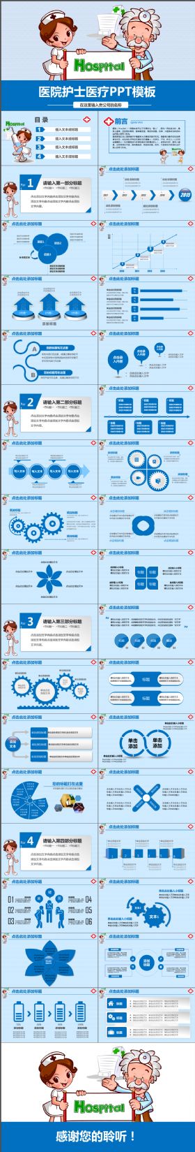 简约简洁医院护士医疗工作文化宣传PPT模板