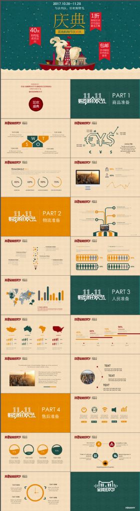 暖色调黄色时尚营销淘宝PPT模板