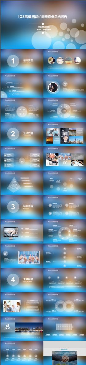 高端炫酷IOS高逼格简约朦胧商务总结报告PPT模板
