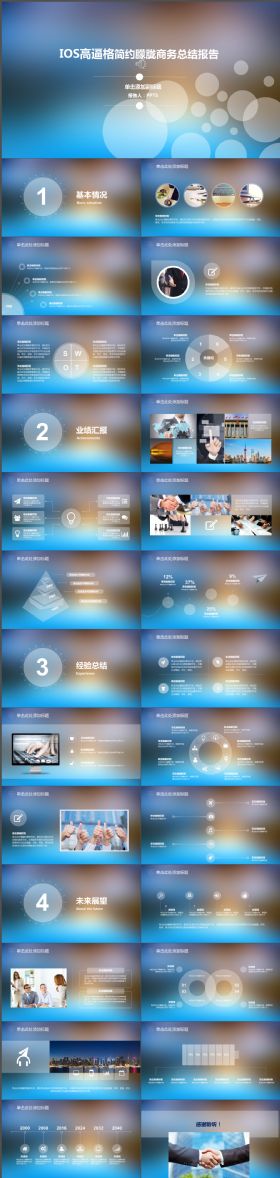 高端炫酷IOS高逼格简约朦胧商务总结报告PPT模板