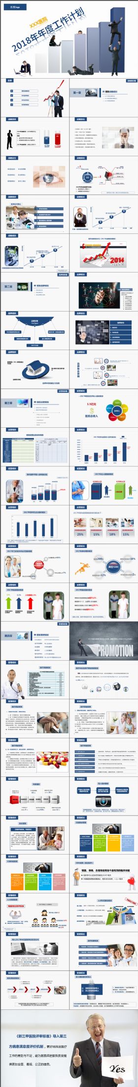 简约简洁适用医院行业的年度工作计划PPT模板