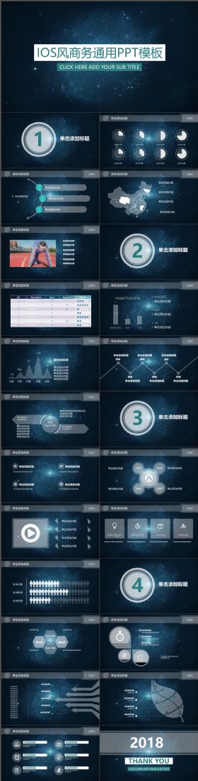 璀璨绚丽星空IOS风商务工作汇报通用PPT模板