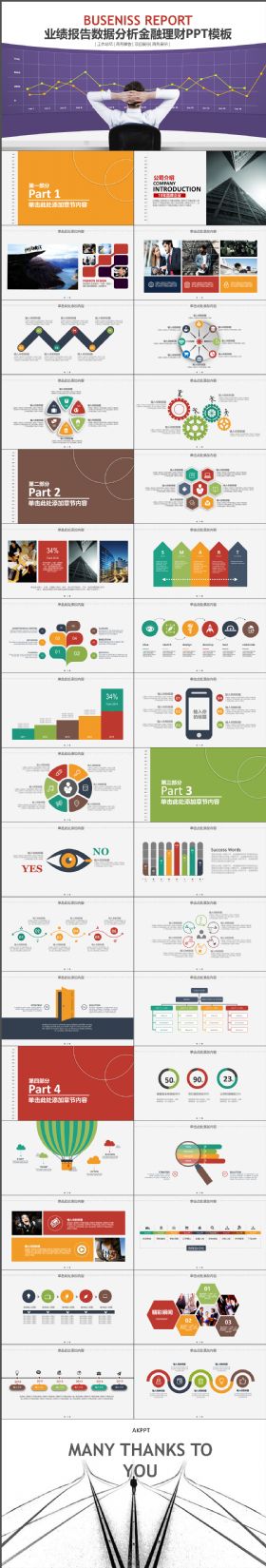简约完整业绩报告数据分析金融理财年终总结PPT模板