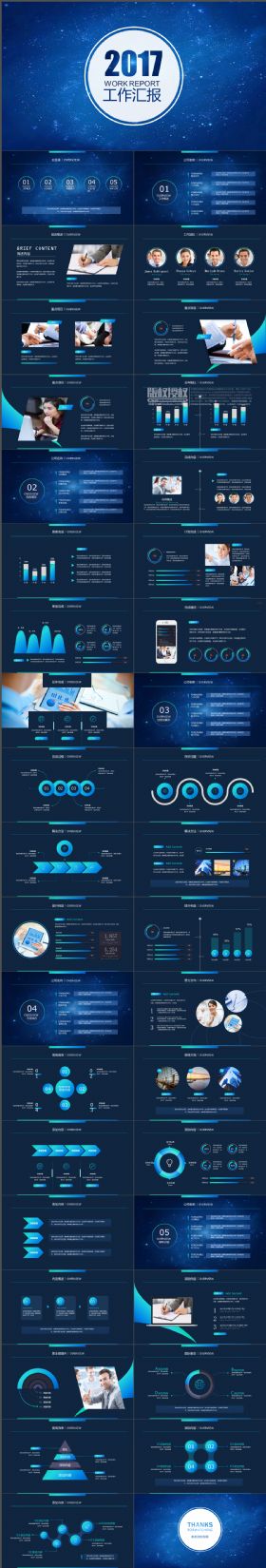 璀璨炫酷星空风格商务总结汇报通用PPT模板