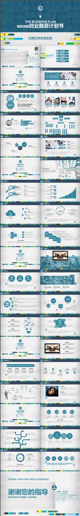 完整大气框架完整创业融资计划书PPT模板