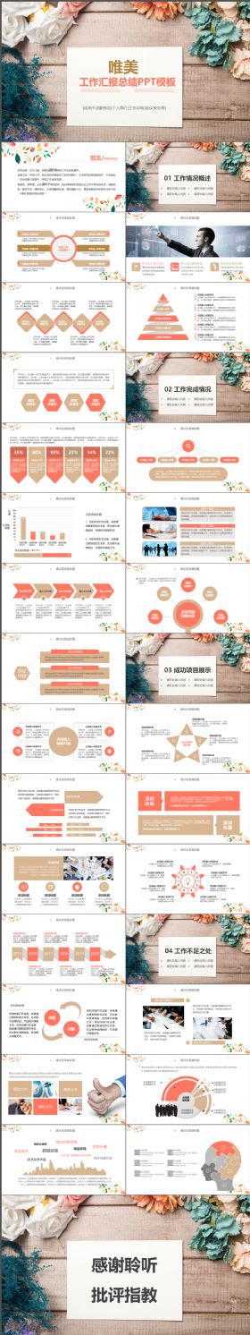 绚丽简约自然花朵工作汇报PPT模板