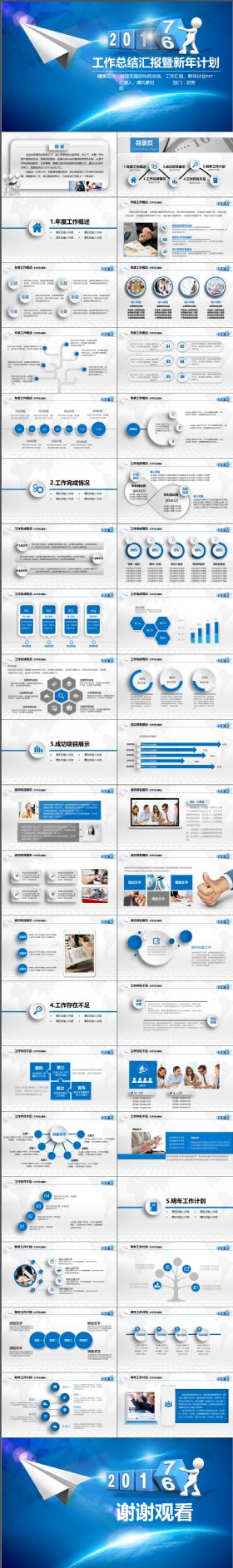 完整大气部门展示通用工作总结汇报暨新年计划PPT模板