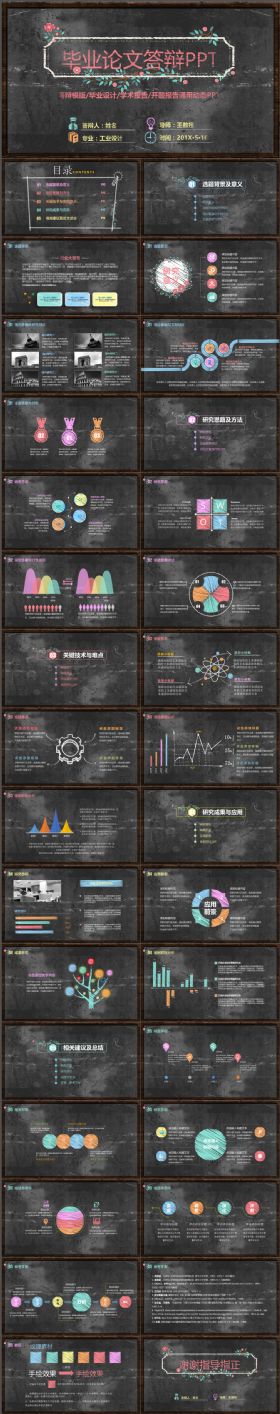 创意黑板毕业论文答辩PPT模板