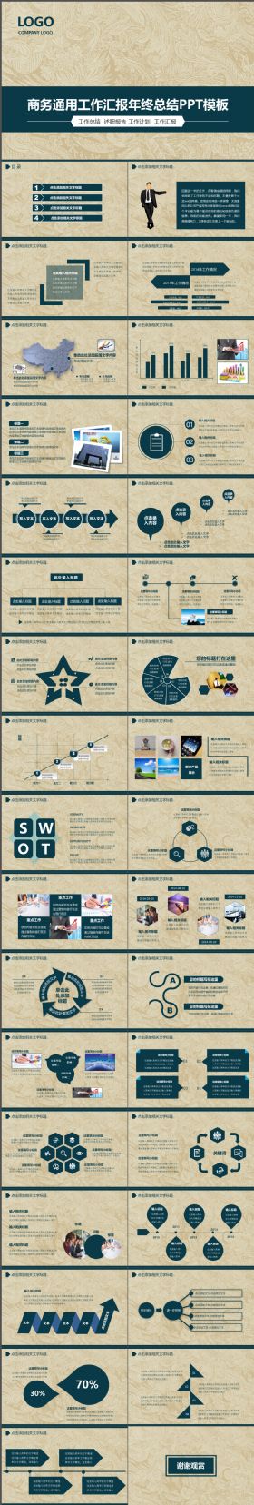 完整工作汇报年终总结商务通用PPT模板